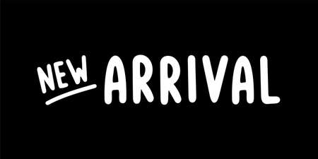 Handwritten NEW ARRIVAL quote. Drawn commercial lettering for advertisement, label, announcementのイラスト素材