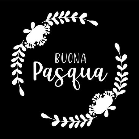 Hand drawn BUONA PASQUA quote in Italian, translated Happy Easter. Letteringのイラスト素材