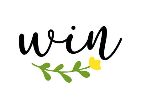 Hand sketched WIN word as ad, web banner. Lettering for headerのイラスト素材