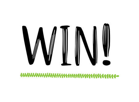 Hand sketched WIN word as ad, web banner. Lettering for headerのイラスト素材