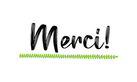Hand sketched MERCI quote in French as logo.T ranslated Thank you. Letteringのイラスト素材
