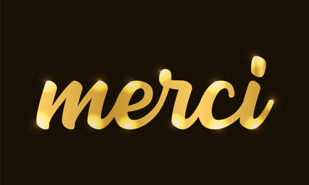 Hand sketched MERCI quote in French as logo.T ranslated Thank you. Letteringのイラスト素材