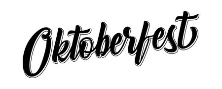 Hand sketched Oktoberfest word as header or logo. Vector illustration of Munich beer festival, Octoberfest. Drawn letteringのイラスト素材