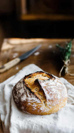Rustic bread with a golden crust