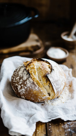 Rustic bread with a golden crust