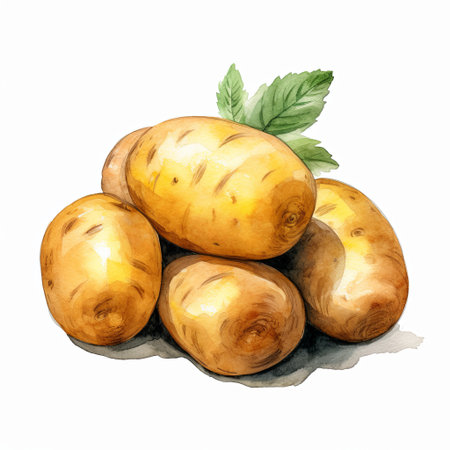 potatoes, watercolor illustration isolated on white background. Food clipartの写真素材