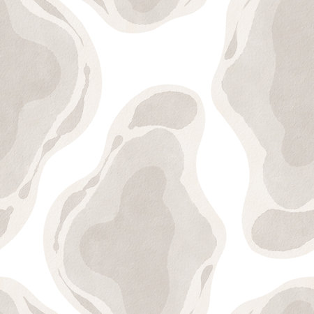 Seamless pattern of watercolor spots. Beige stones and puddles of liquid. Round soft shapes. Watercolor illustration. Hand drawingの写真素材