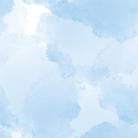 Seamless pattern with blue spots. Pattern with sky and clouds. Blue and white colors. Abstract nature drawing. Watercolor illustration. Hand drawing.の写真素材