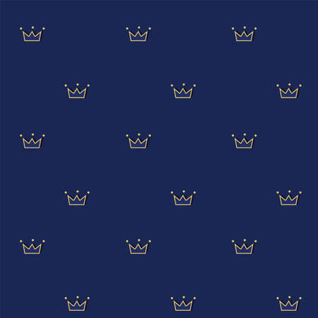 Gold crown. Can be used for premium royal party. Print for cute luxury textile. Backdrop for wedding invitation. Prince and king vip style.のイラスト素材