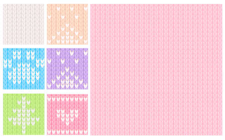 2019 Pink and pastel knitted seamless pattern. Vector knit texture for kids and baby. Christmas winter background.のイラスト素材