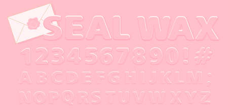 Embossed cute pink alphabet for Little Princess. Seal wax round letters in cartoon comic style. Birthday card, birthday invite card, vintage certificate labelのイラスト素材