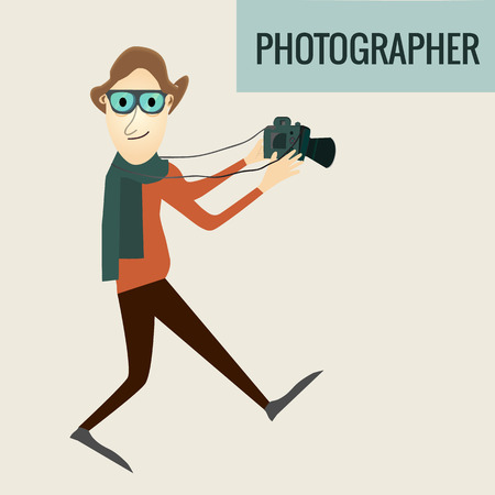 Vector EPS10 photographer in a hurryのイラスト素材
