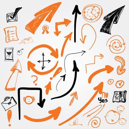Set of vector sketch arrows and other symbols for your designのイラスト素材