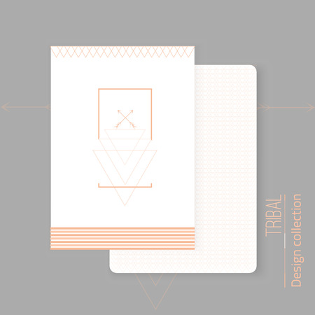 Vector set of modern tribal design cards with triangle background. Creative design for card, web design background, book cover.EPS10.のイラスト素材