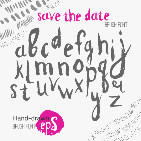 Modern Vector Ink watercolor Alphabet. ABC Painted Letters - Brush pen Lettering with grunge textureのイラスト素材