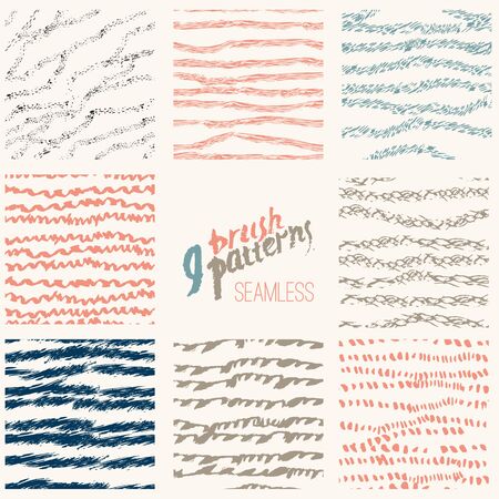 Vector hand drawn set of stylish line brush patterns. EPS10のイラスト素材