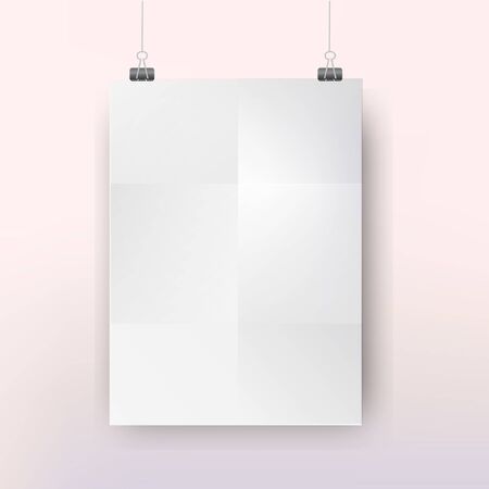 Poster template with clips on serenity and rose quartz background for your design, quotes, promotionのイラスト素材