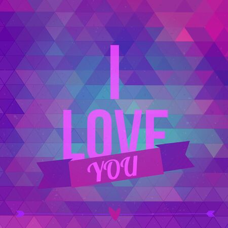 Vector I Love You Poster with heart on rhomb background. Can be used for  banner, greeting cardのイラスト素材