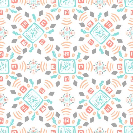 Seamless geometric pattern. Geometric hand drawn pattern in tribal Navajo style. Geometric pattern aztec print  design. Geometric pattern can be used for fabric design, paper print and website backdrop, sportswearのイラスト素材