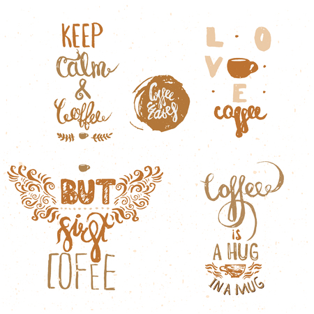 Set of Vintage Labels, Logo Templates For Coffee House, Coffee Shop, Cafe, Restaurant On Chalkboard Backgroundのイラスト素材