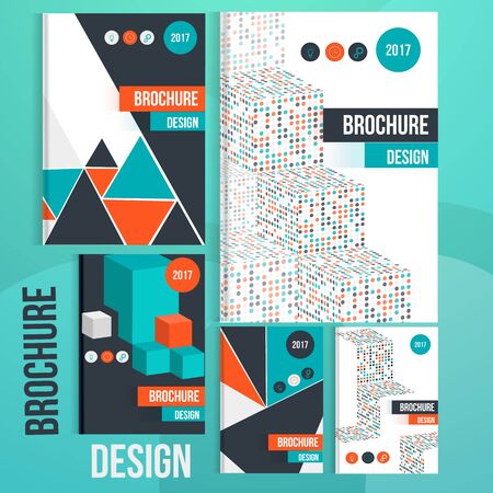Set of Vector brochure cover templates with geometric shapes. Business brochure cover design, flyer brochure cover, professional corporate brochure  coverのイラスト素材
