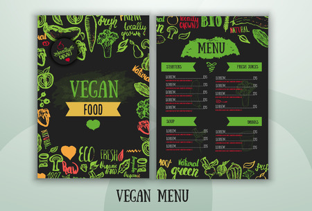 Vintage vegetarian food menu design.のイラスト素材