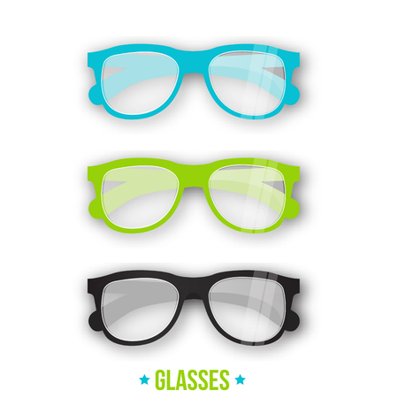 Office style glasses in different styles. Hipster glasses for your branding designsのイラスト素材