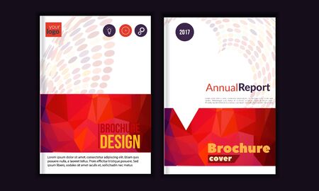 Clean Vector annual report. Brochure template, book cover layout design, Abstract triangle red presentation templates. A4 size.のイラスト素材