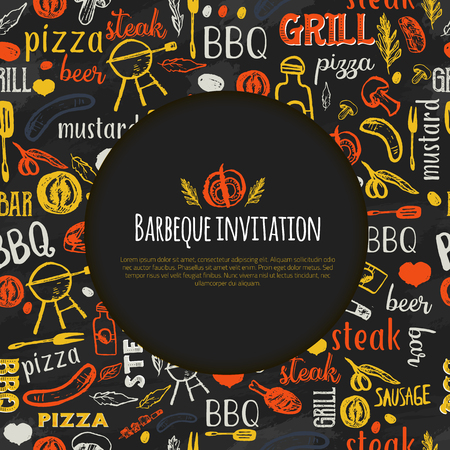 Vector Grill barbeque restaurant cardのイラスト素材