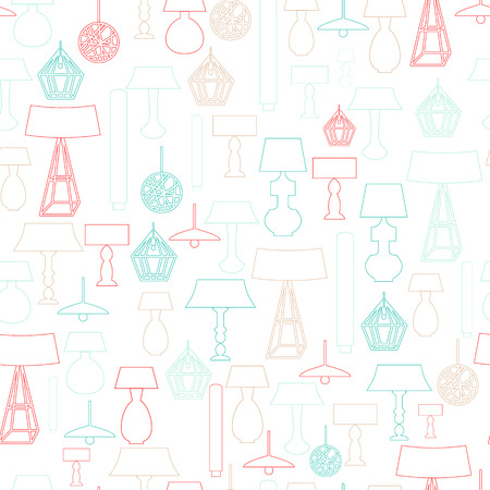 Seamless Line art pattern of household lamps, floor decoration for banners, site backgroundのイラスト素材