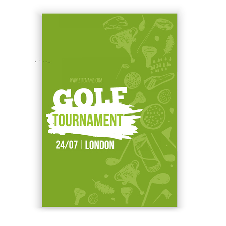 Golf flyer vector illustration. Tournament design invitation with hand drawn grunge elements. Easy to edit for your promotion.のイラスト素材