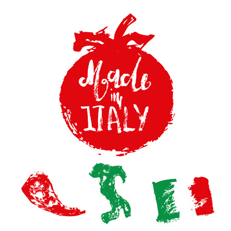 Set of Italian labels for product package in grunge hand drawn styleのイラスト素材