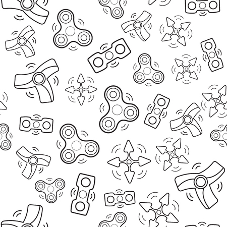 Fidget spinner seamless pattern for site background in outline style.のイラスト素材