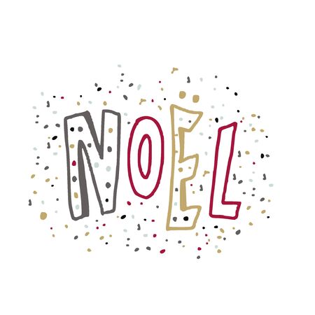 ChristmasNoel French greeting with snowflakes. Typographic design on white backgroundのイラスト素材