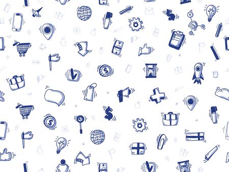 Hand drawn doodle business seamless pattern for your design project. Great for site background. Vector illustrationの写真素材