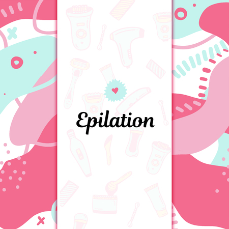 Hair Removal banner with depilation icons in flat linear style. Colorful promotion for site, brochure, print designのイラスト素材