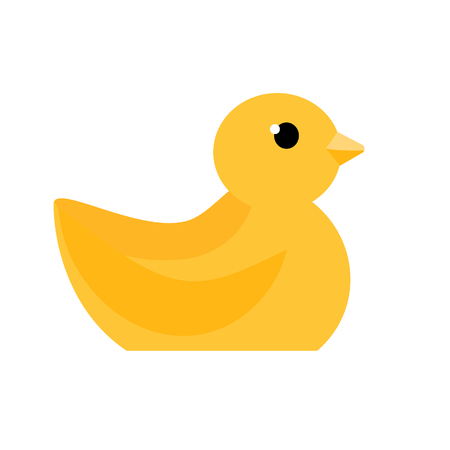Rubber Duck toy flat icon. Cute bath baby toy silhouette. Vector illustrationのイラスト素材