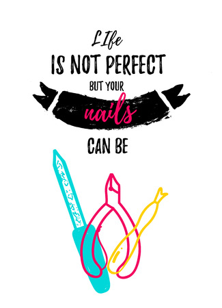 Manicure poster in modern colorful style for nail salon. Vector illustrationのイラスト素材