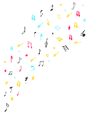 Grunge Music notes Background for Jazz Cover, Symphony Motif. Abstract symbols set.のイラスト素材