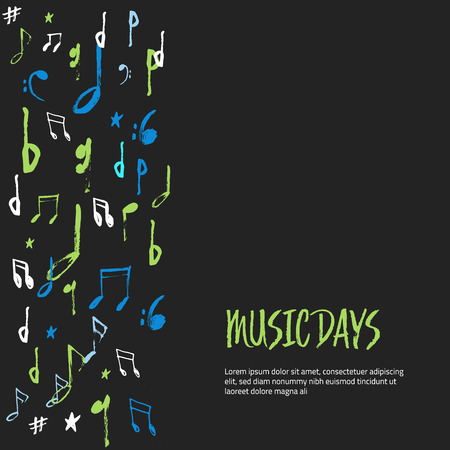 Music notes poster background. Modern colorful abstract musical sheet. Vector illustration.のイラスト素材