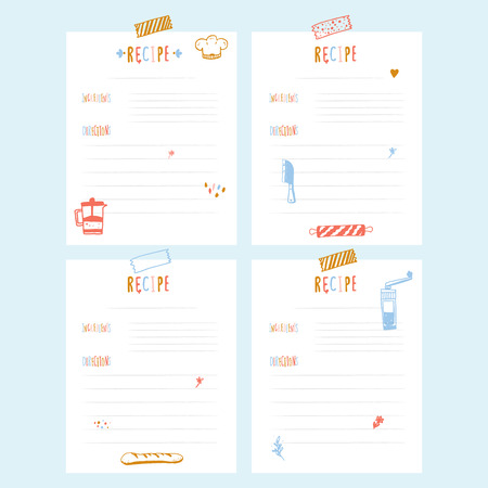 Modern Recipe card template set for cookbook. Menu Vector Illustration.のイラスト素材