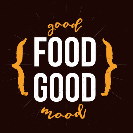 Good food motivational inspirational typography quote for wall on dark background.のイラスト素材