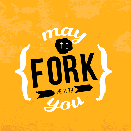 May the fork be with you typography poster quote. Kitchen phrase design.のイラスト素材