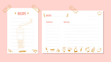 Modern Recipe card template for cookbook.のイラスト素材