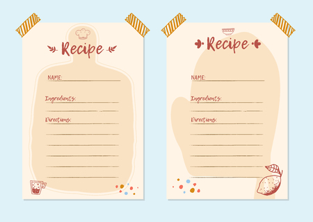 Modern Recipe card template set for cookbook.のイラスト素材