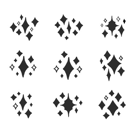 Shine twinkle grunge set for your design, flare symbol magic starのイラスト素材