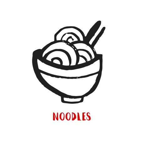 Grunge freehand noodle bowl.のイラスト素材
