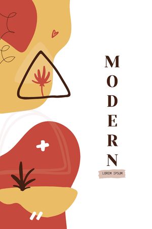 Modern Abstract collage card. Art background poster. Creative graphic illustration with trendy geometric shapesのイラスト素材