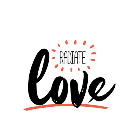 Radiate Love poster quote, typography design with sunray, inspirational phrase.のイラスト素材