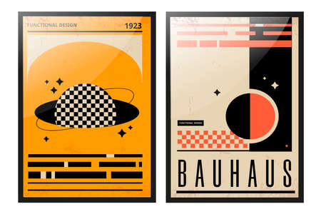 Bauhaus geometric poster collection, modern collage cover with eye concept, decoration for wall A4